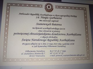 Rok 2024 - Zaproszenie Ambasady Azerbejdżanu